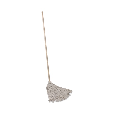 Unisan Handle/Deck Mops, No 24 White Cotton Head, 54" Natural Wood Handle, PK6 UNS 124C